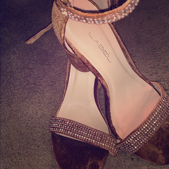 Rhinestone Brown faux fur heel - Picture 1 of 5